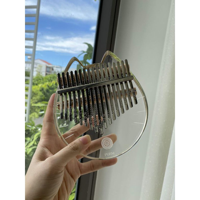 Đàn kalimba 17 phím Purm pha lê trong suốt mèo tặng hộp chống sốc đủ phụ kiện