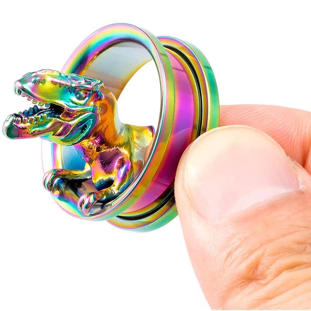 MAX=&gt; New Trendy Stretcher Plugs Jewelry Rainbow Color Rainbow Surgical Steel Ear Gauge Expander Plugs and Tunnels Body Jewelry Ear Gauges Stretchers Hot 3D Dinosaur Piercing Tunnels