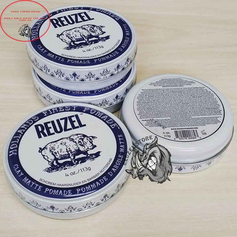 [TẶNG PRESTYLING 30ml] CHÍNH HÃNG Pomade vuốt tóc Reuzel Clay Matte - 113g - nhập khẩu Hà Lan