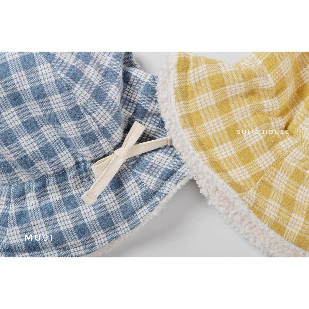 Set mũ khăn rộng vành lót lông - MU91
