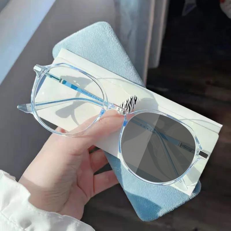 Mắt Kính Chống Bức Xạ Thay Đổi Màu Sắc 2 Trong 1 Phong Cách Hàn Quốc Dành Cho Nữ
