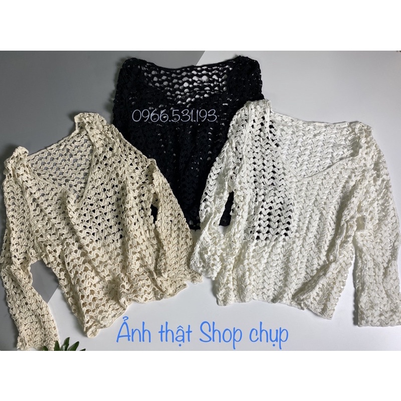 MS208 Áo đan lưới hình trái tim đi biển