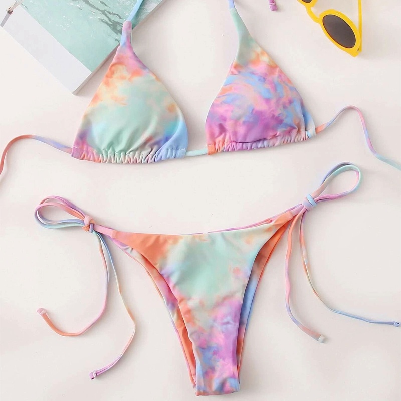 Bikini Cột Dây Lưng Thấp Nhiều Màu Sắc