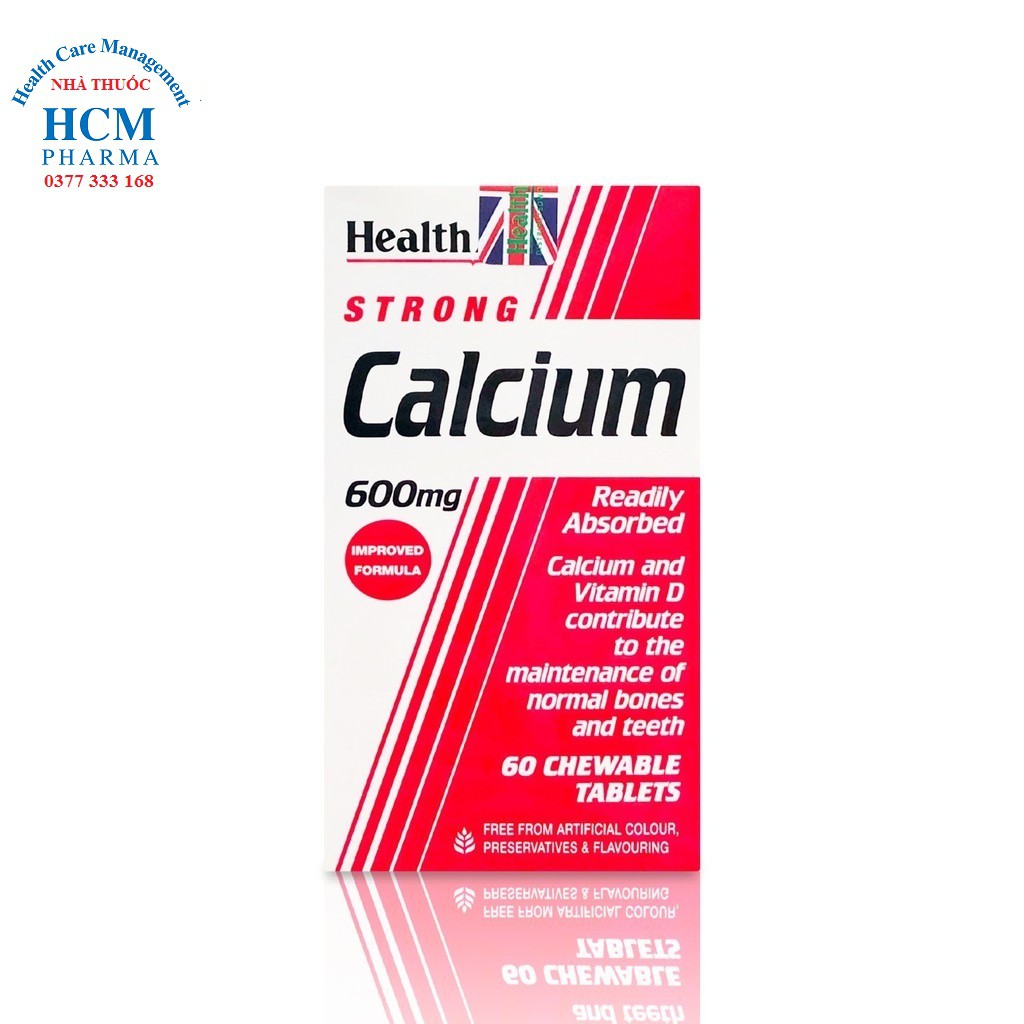 [NHẬP KHẨU UK] Canxi Tăng Chiều Cao, Chống Loãng Xương HEALTH AID STRONG CALCIUM 600mg 60 Viên