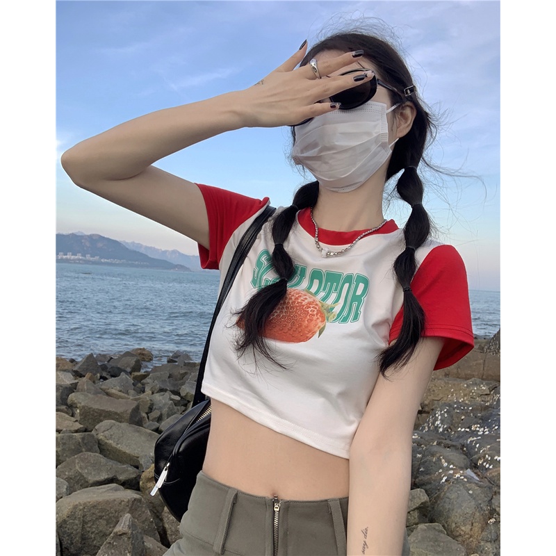 Áo croptop nữ kiểu ôm Yinxx chất cotton co giãn phong cách ulzzang CRT58