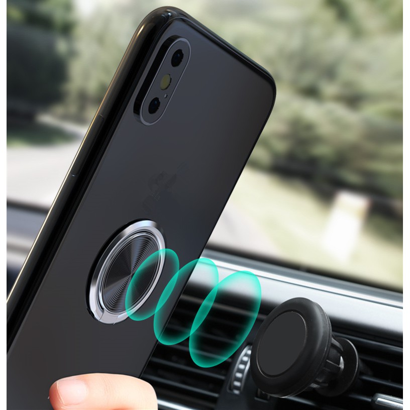 Nhẫn Đỡ Điện Thoại Xoay 360 Độ Bằng Kim Loại Có Nam Châm Gắn Xe Hơi Cho Iphone Xiaomi Đứng