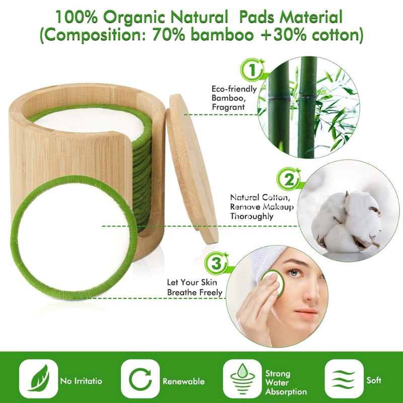 20 Bông Tẩy Trang YOUYO Bằng Sợi Tre Mềm Mại Có Thể Tái Sử Dụng