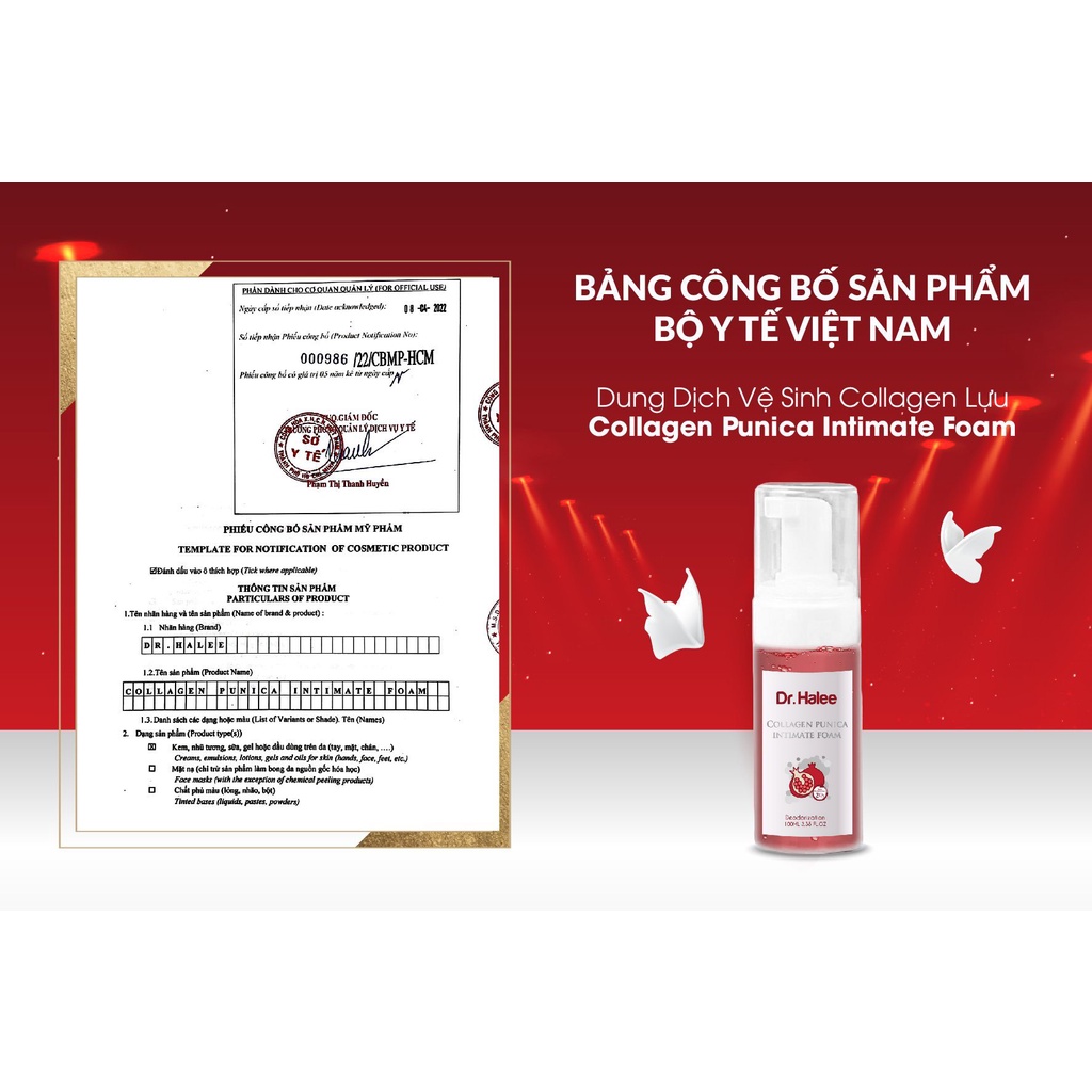 Dung dịch vệ sinh phụ nữ Collagen Lựu Dr.Halee Collagen Punica Intimate Foam 100ml