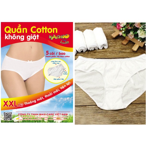 Quần lót cotton XXL (Combo 5 cái) mặc 1 lần ,có thể giặt tái sử dụng, dùng du lịch, mẹ sau sinh hoặc trong những ngày ấy