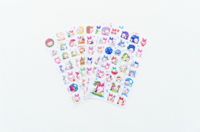 Bộ sticker 6 tấm thỏ quàng khăn