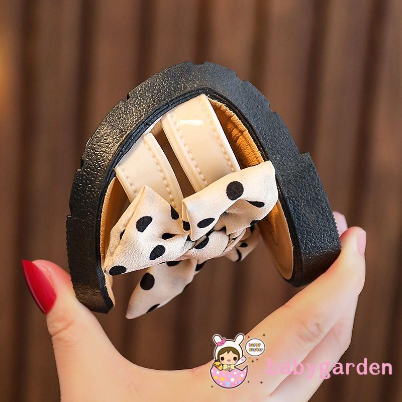 Dép quai ngang đính nơ chấm bi chống trượt thời trang đi biển mùa hè cho bé gái