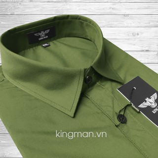 Sơ mi lụa trơn xanh rêu cực chất