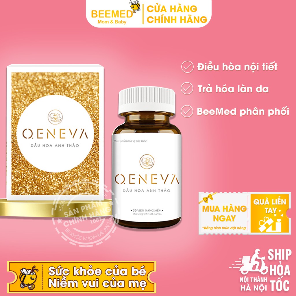 OenEva - Cân bằng nội tiết, giảm lão hóa từ Dầu hoa anh thảo Oeneva của Dược Tuệ Linh - đẹp da Oen Eva hộp 30 viên