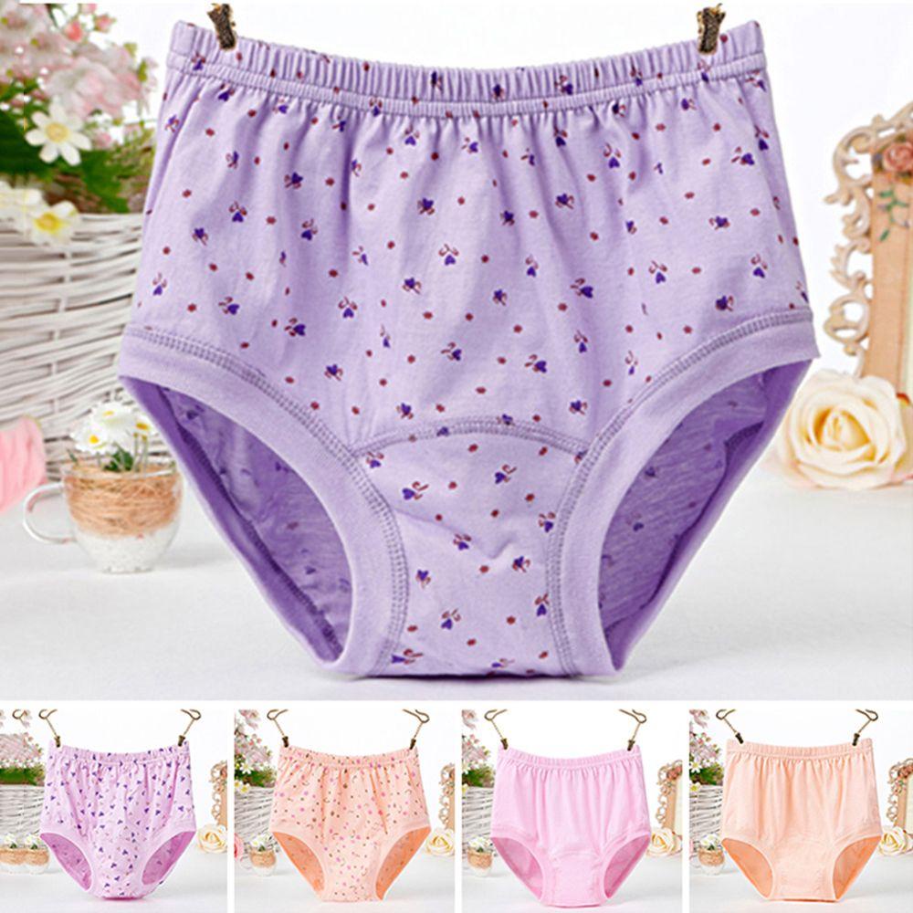 Quần Lót Thoáng Khí Lưng Cao In Họa Tiết Hoa Cho Phụ Nữ Lớn Tuổi (2Li)