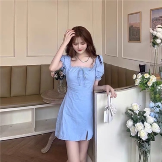 Đầm tay phồng phối nơ thắt eo kiểu hàn quốc nữ tính