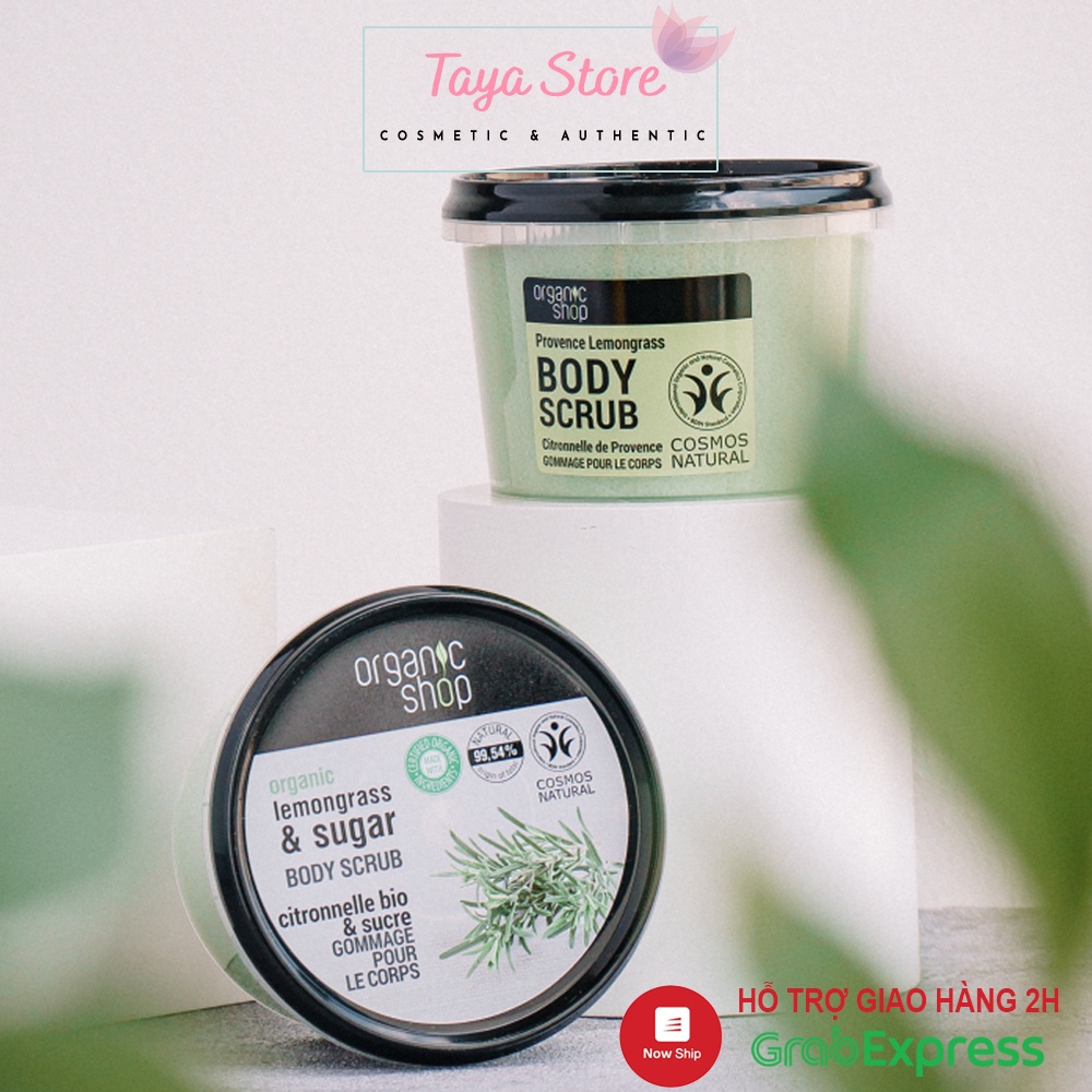 Tẩy da chết body Organic Shop Hương Mật Ong Quế, Hoa Hồng và Cỏ Chanh Body Scrub 250ml Made in EU Estonia | BigBuy360 - bigbuy360.vn