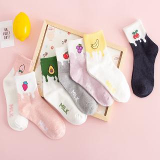 Vớ Cotton Họa Tiết Trái Cây Xinh Xắn Theo Phong Cách Nhật Hàn Dành Cho Nữ