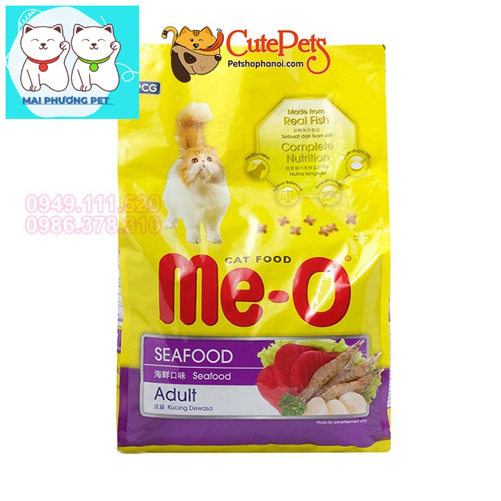 ￼Combo 3 gói Thức ăn cho mèo lớn đã trưởng thành trên 1 tuổi Me-O Adult 350gr