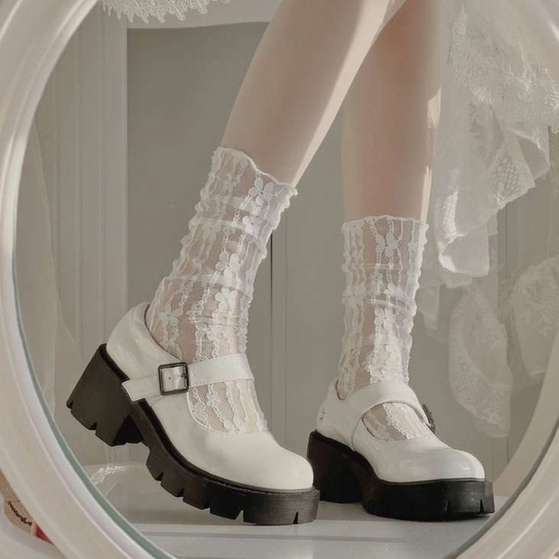 Youyo Đôi Vớ Lưới Phối Ren Hoa Cổ Điển Phong Cách Lolita Preppy Dành Cho Nữ