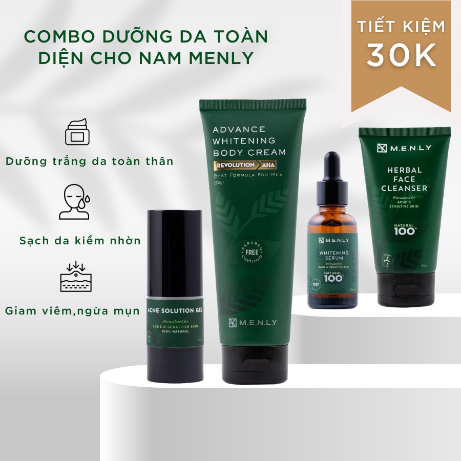 [Mã LT200 giảm 200K đơn 699K] Bộ Tứ Dưỡng Da Sạch Mụn Menly