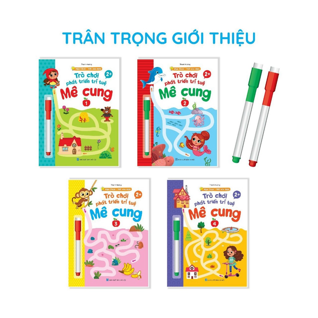 Sách - Trò Chơi Mê Cung Phát Triển Trí Tuệ 1234 - Phiên Bản Wipe Clean:Viết Xóa Được (Dành Cho Trẻ 2-6 Tuổi)