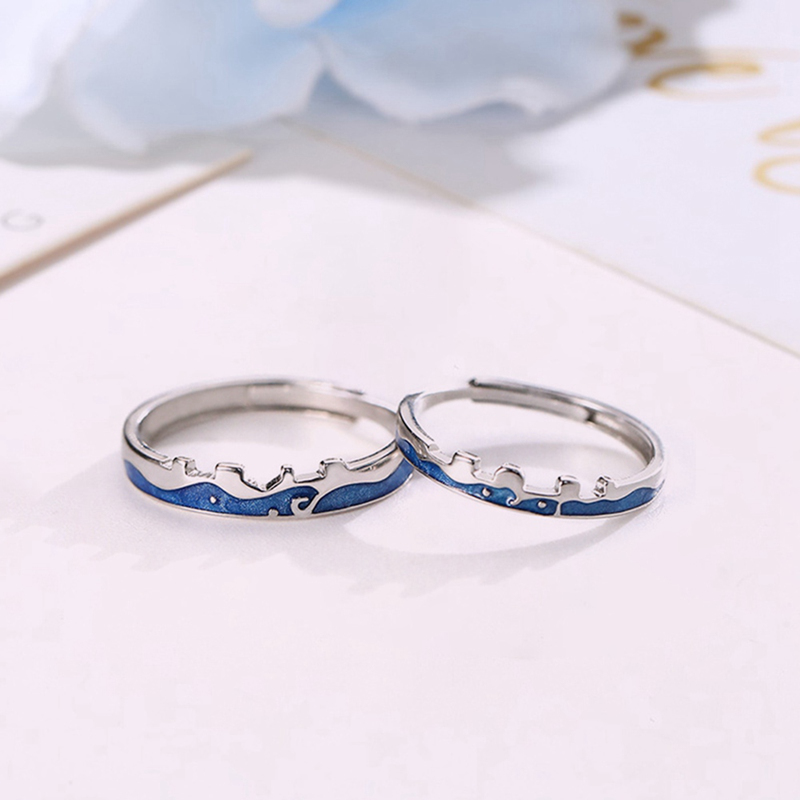 flowersqueen Nhẫn Đeo Tay Kim Loại Khắc Hình Mặt Trăng Và Ngôi Sao