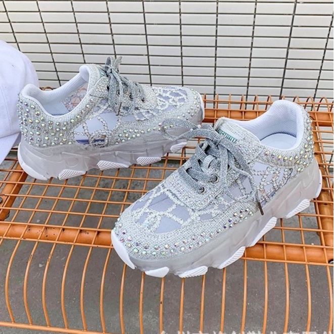 Giầy  SUPER thể thao nữ Ulzzang  phong cách HÀn Quốc  phối lưới hè gắn đá hàng CAO CẤP siêu xịn xò FULL BOX