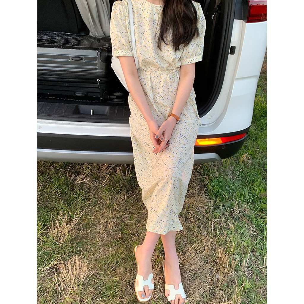 Đầm voan hoa ngắn tay xinh xắn phong cách Hàn Quốc 42660