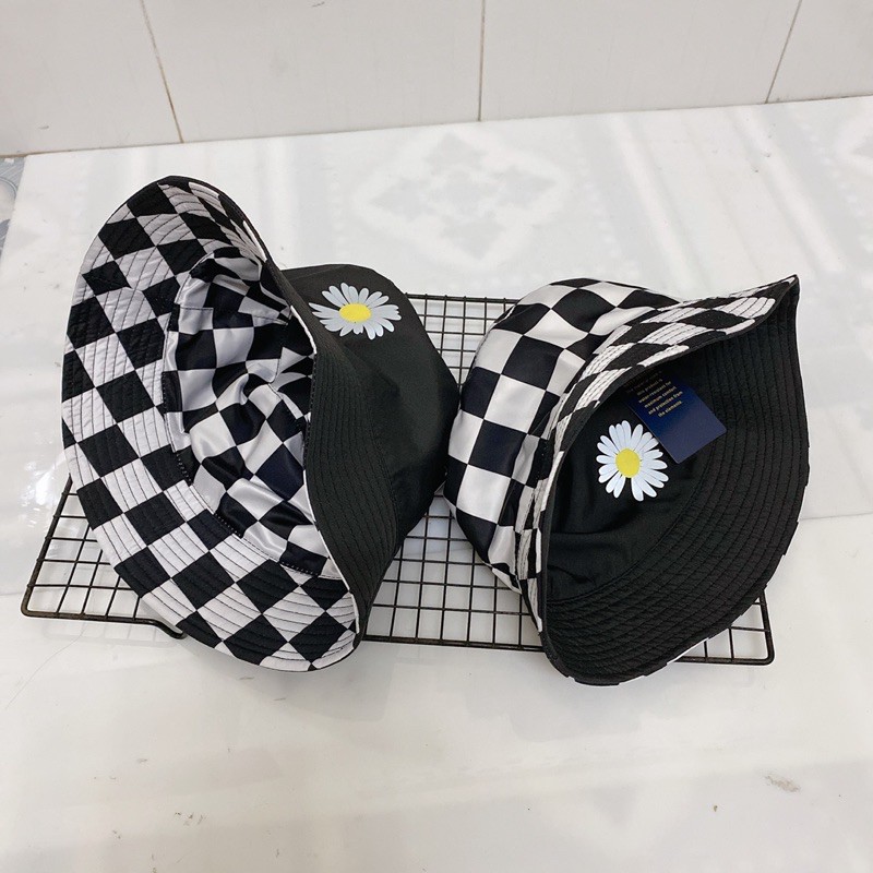 NÓN VÀNH CỤP PHẢN QUANG - HOA CÚC CARO ĐỘI 2 MẶT