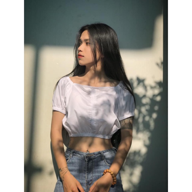 Áo croptop rút dây