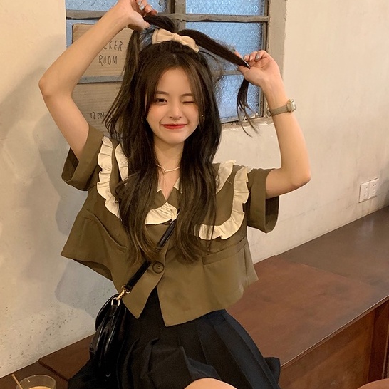 Áo Sơ Mi Tay Ngắn Cổ Búp Bê Thiết Kế Thời Trang Dành Cho Nữ | BigBuy360 - bigbuy360.vn