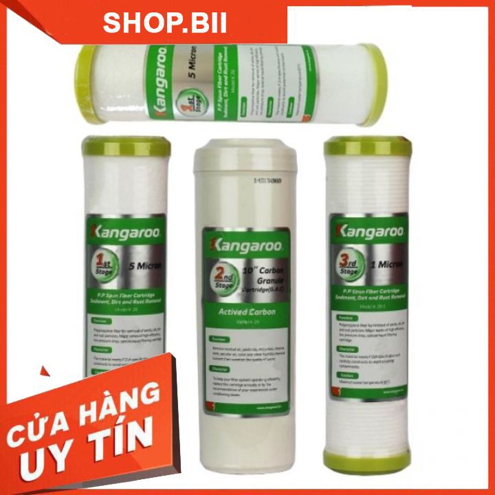 Combo Lõi Lọc Kangaroo 1-2-3 Và Lõi Số 1 Kangaroo Hàng Chính Hãng Giá Rẻ Lắp Đặt Cho Các Loại Máy Lọc RO.