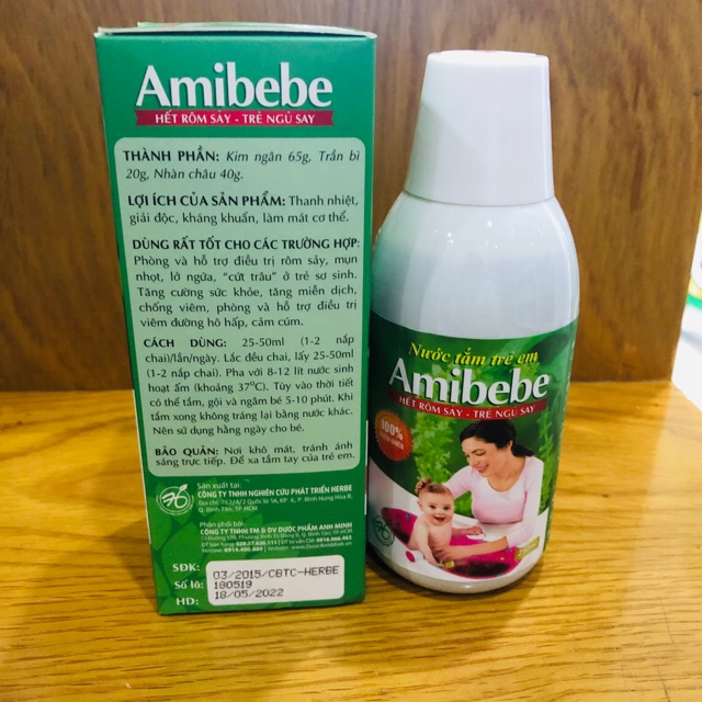 Nước tắm trẻ em Amibebe hết rôm sảy