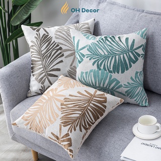 Gối tựa lưng gối sofa vuông 45x45 họa tiết dệt hiện đại hình lá trang trí sofa homestay cafe