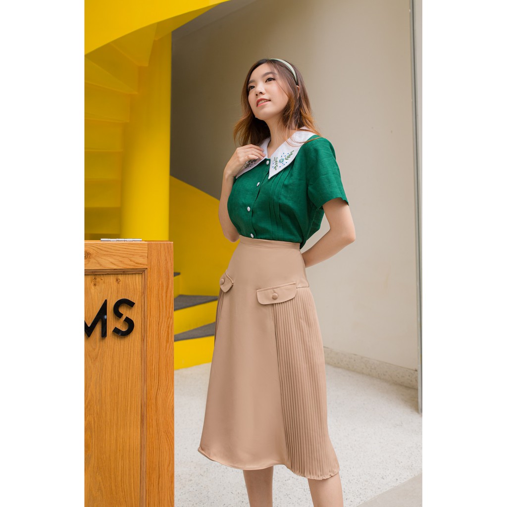 Jenny Le - Áo linen cổ bẻ thêu tay - Annie Top JL142 | BigBuy360 - bigbuy360.vn