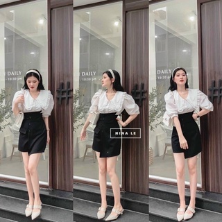 SET ÁO CỔ BÈO CHÂN VÁY BIGSIZE KÈM ẢNH THẬT