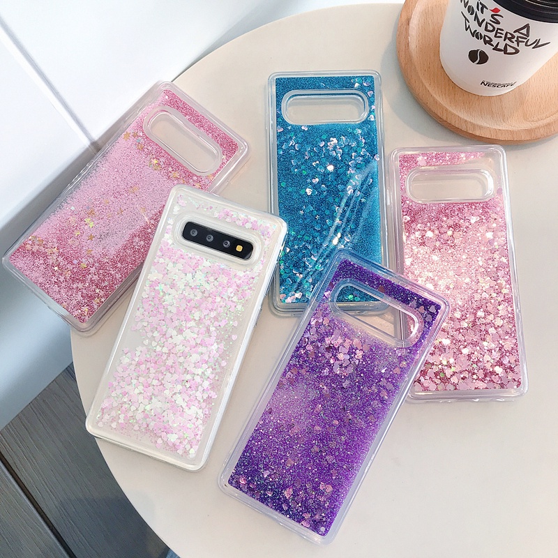 Ốp Điện Thoại TPU Mềm Trong Suốt Phối Kim Tuyến Nước Cho Samsung Galaxy S10 Plus S10E Note 8 J8 A8 Plus 2018