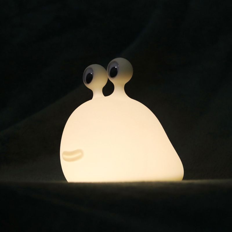 pur/ Cute Soft Slug Shape Night Light with Touch Control USB Rechargeable Desktop Baby Kids LED Silicone Lamp Home Bedroom Baby Room Lighting Decoration