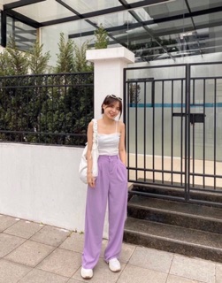 QUẦN TÍM ỐNG RỘNG LƯNG CAO