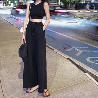 Quần culottes đen/xám