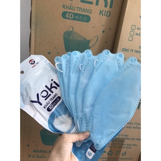 Khẩu trang 4d yoki kháng khuẩn 1 bịch/10 cái - màu xanh