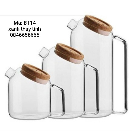 Bình thuỷ tinh nắp nghiêng 650ml (BT14.1)