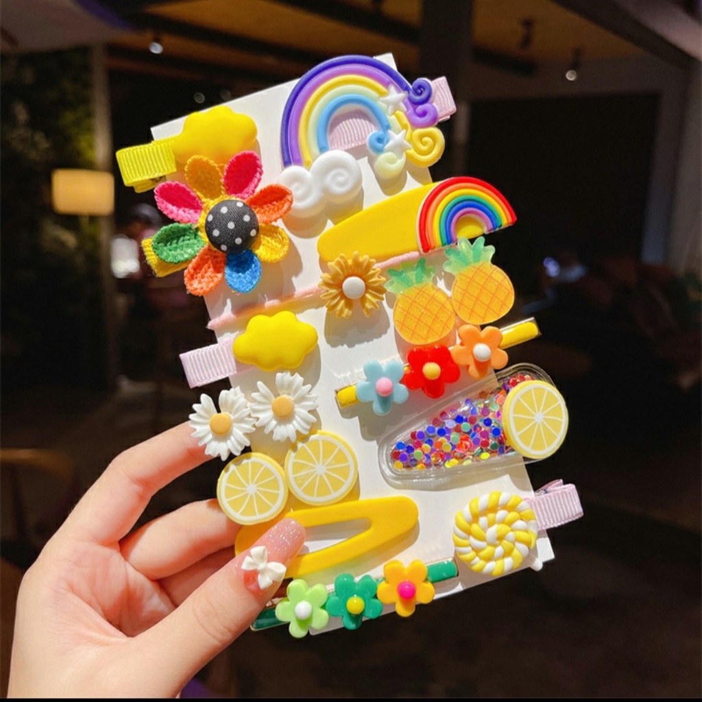 [14 Cái Set] Bộ Kẹp Tóc Trẻ Em | Kẹp Tóc Hình Vỏ Sò, Sao Biển, Cầu Vồng | Cô Gái Dễ Thương Kẹp Tóc Hoạt Hình