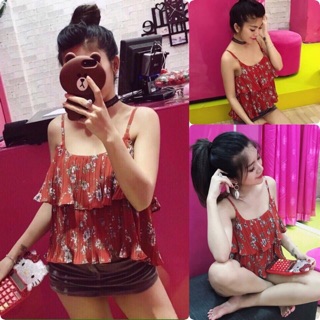 Áo Hoa Dập Ly 2Dây Siêu Xinh