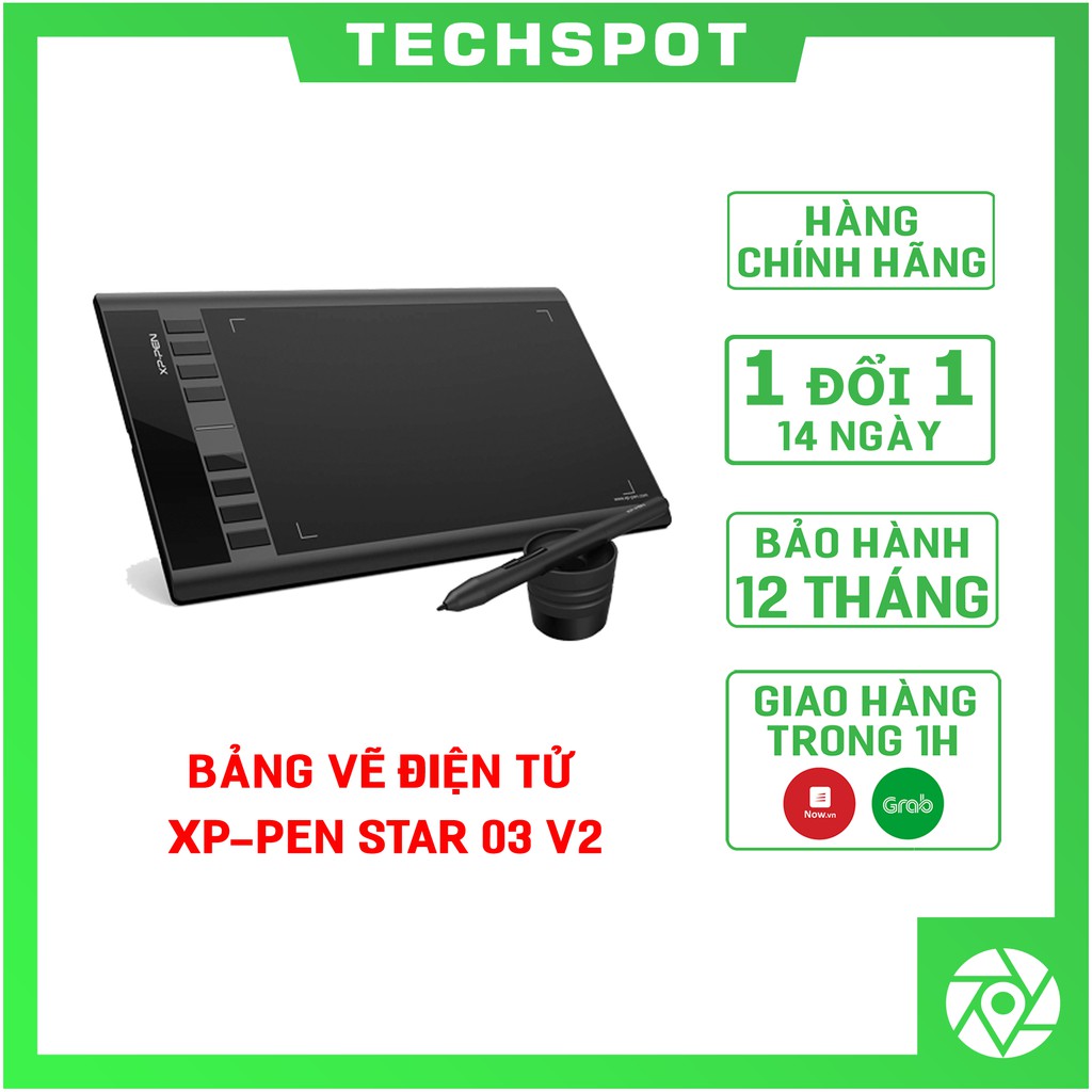 Bảng Vẽ Điện Tử XP-Pen Star 03 v2 12inch Lực Nhấn 8192 Mức Kèm Bút Stylus Không Sạc