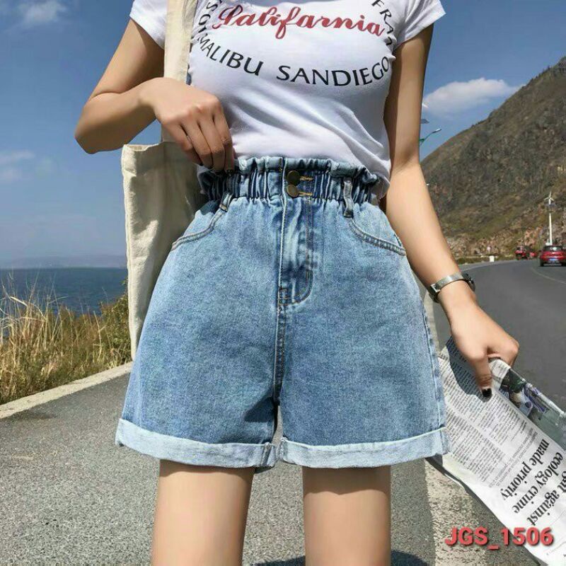 Quần Sooc Bò Cạp Cao Năng Động FREESHIP Quần Sooc Jeans Nữ Cao Cấp hu