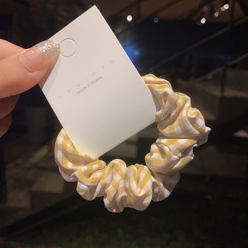 Dây chun buộc tóc vải Scrunchies sọc caro hàn quốc nhỏ xinh danh cho nữ Jelishop