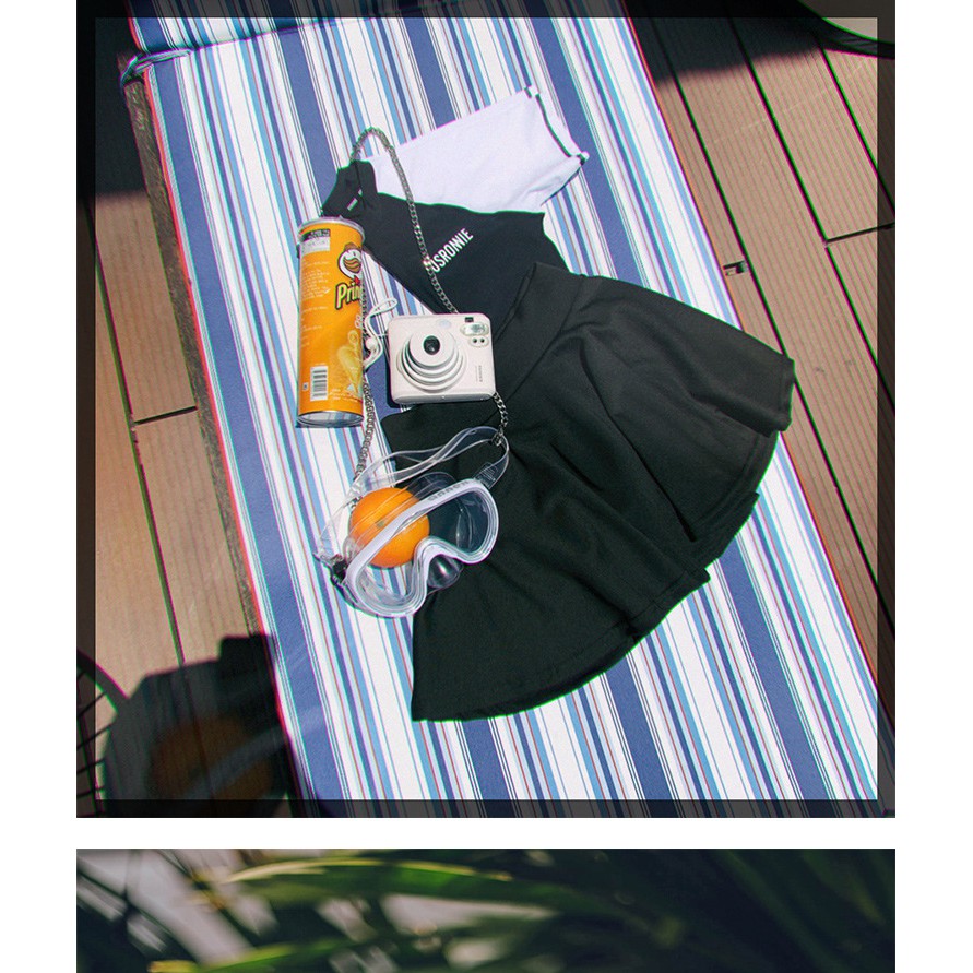 Bikini bộ đồ bơi nữ croptop usronnie 2 mảnh phong cách hàn quốc quần dạng váy | BigBuy360 - bigbuy360.vn