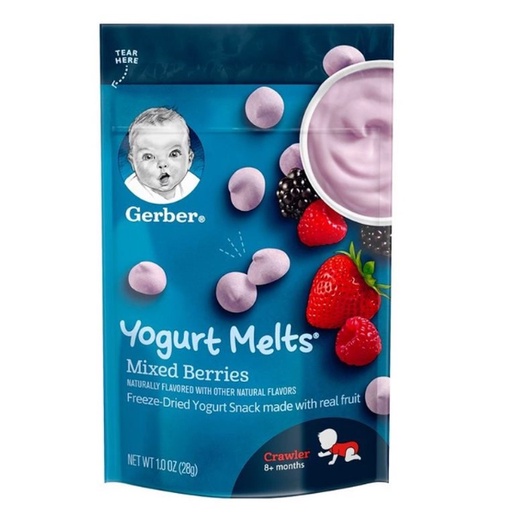 Bánh Sữa Chua Khô Gerber Mỹ Các Vị Trái Cây Cho Bé Ăn Dặm Gói 28g