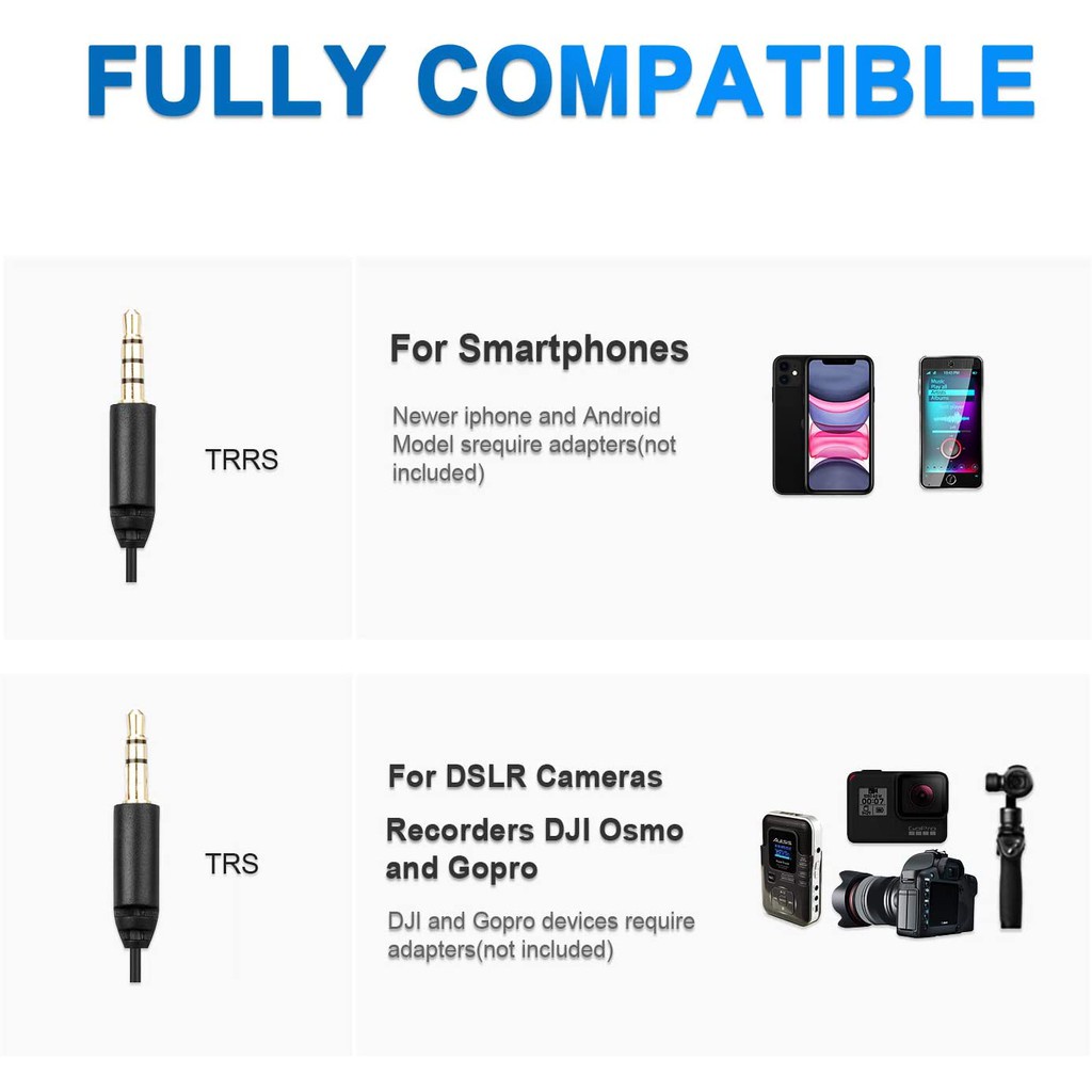 BOYA BY-MM1+ Micro thu âm cổng 3.5mm cho Điện thoại và Máy ảnh